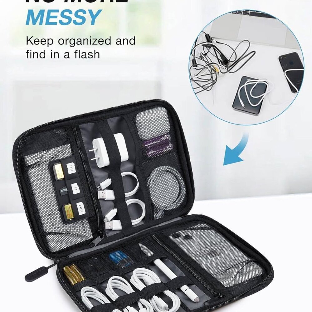Electronics Organizer Travel Case, Small Cable Organizer Bag for Essentials, Tec - Picture 2 of 8